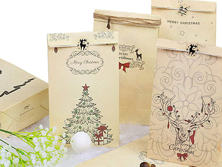 Christmas Kraft Paper Gift Bags